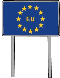 Illustratie van een bord met de Europese vlag