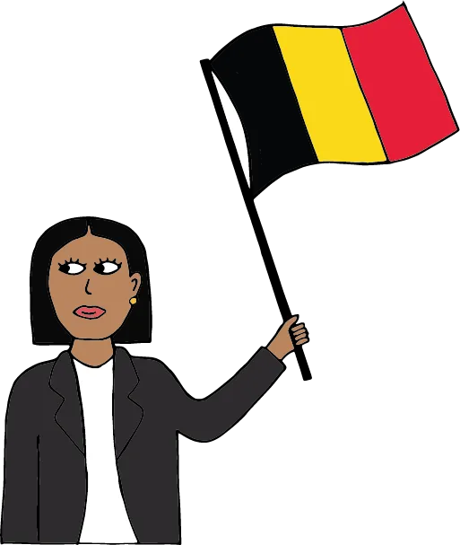 Illustratie van een vrouw met de Belgische vlag