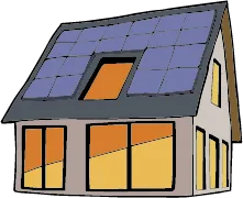 Illustratie van een huis met zonnepanelen