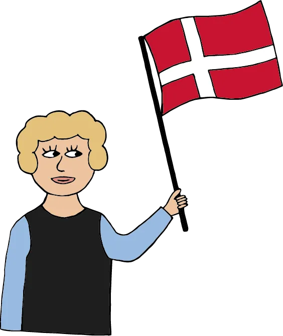 Illustratie van een vrouw met de Deense vlag