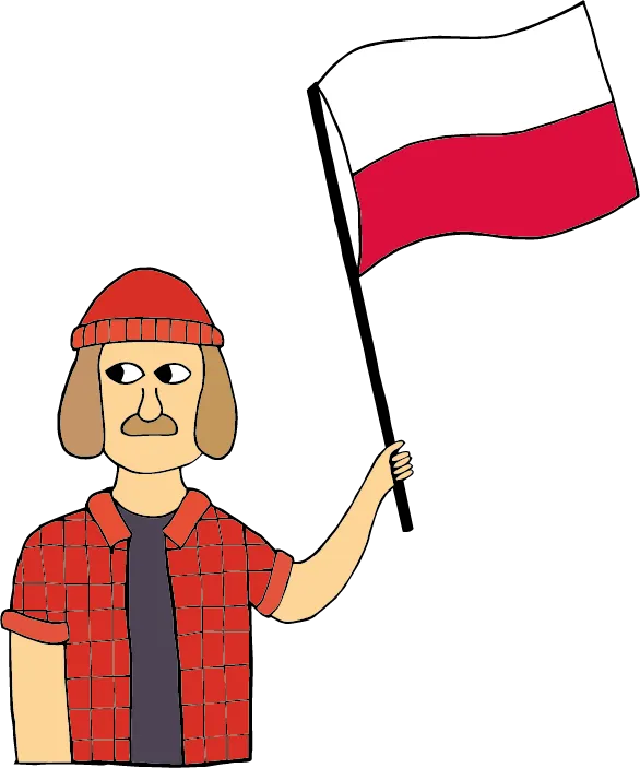 Illustratie van een man met de Poolse vlag