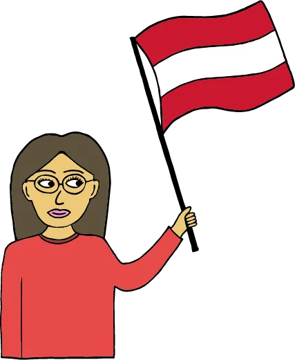 Illustratie van een vrouw met de Oostenrijkse vlag