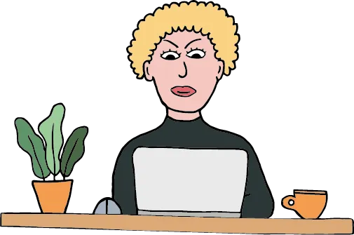 Illustratie van een vrouw achter een laptop