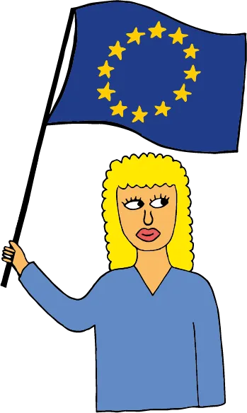 Illustratie van een vrouw met de Europese vlag