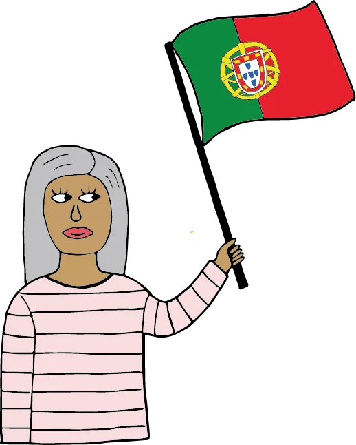 Illustratie van een vrouw met de Portugese vlag